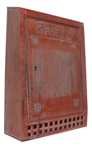Art Nouveau German Mailbox with Key in Painted Metal, 1890s