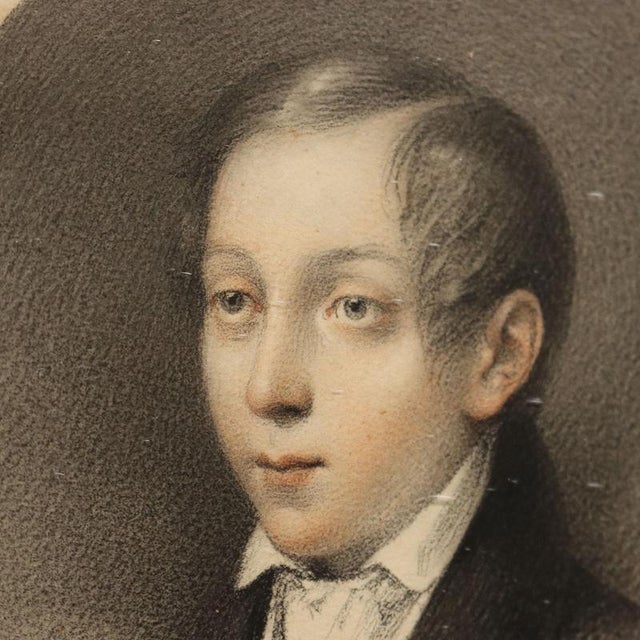 Paper Cesare Ferreri, Portraits, Pastel Drawings on Paper, Framed, Set of 2 For Sale - Image 7 of 13