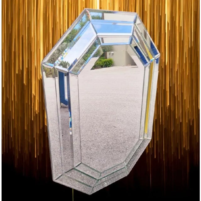 Glass Vintage Bombay Company Hollywood Regency Mirrored Frame Faceted Octagonal Wall Mirror For Sale - Image 7 of 11