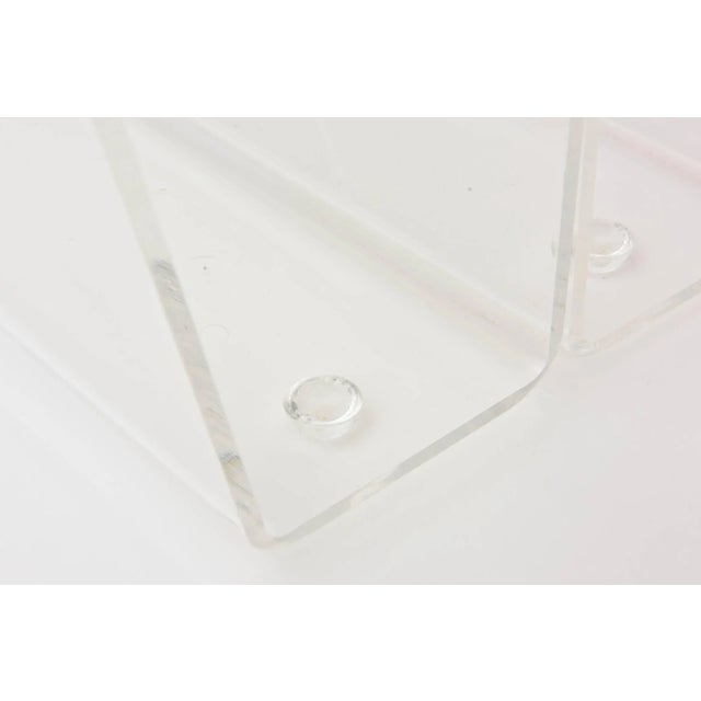 Vintage 1970's Lucite Two Compartment Magazine Holder or Stand With Handle For Sale - Image 9 of 11
