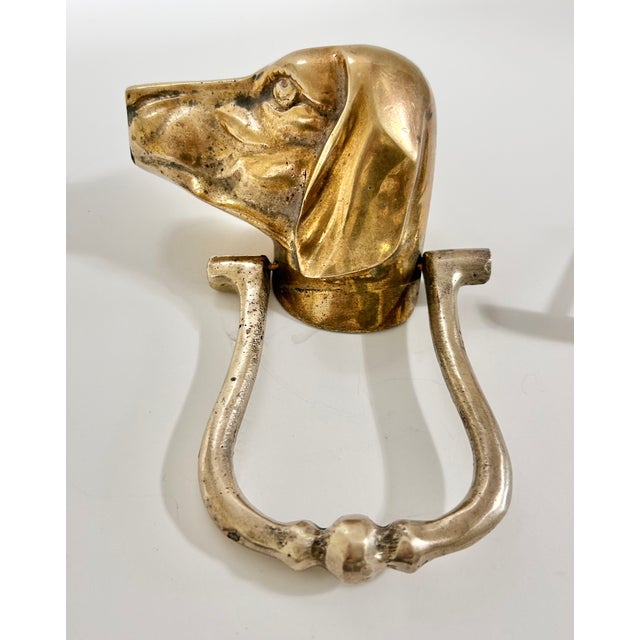 English Vintage Solid Brass Hound Dog Door Knocker, Sporting Dog Entry Hardware For Sale - Image 3 of 10