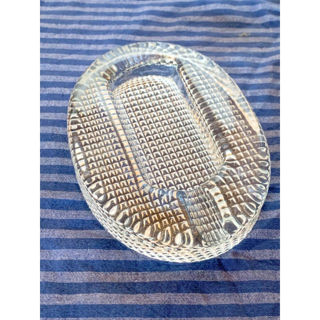 This heavy Italian glass catchall cigar ashtray has great crystal texture on the bottom, giving the top a magnified...