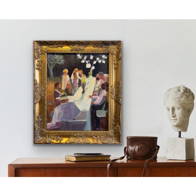 Figurative “Summer Dinner Party” an Original Framed Figurative Fine Art Canvas Print by Michelle Heimann. For Sale - Image 3 of 3