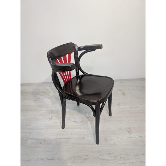 25 Armchair in Beech with Red Fan from Ton, 1965 For Sale - Image 3 of 14