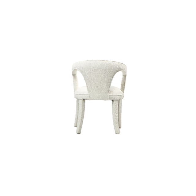 White Swift Boucle Dining Armchair Chair in White For Sale - Image 8 of 8