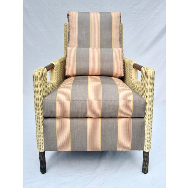 An impressive organic modern "Club Chair" with ottoman by Thomas Pheasant for McGuire with comfy silhouette & interesting...