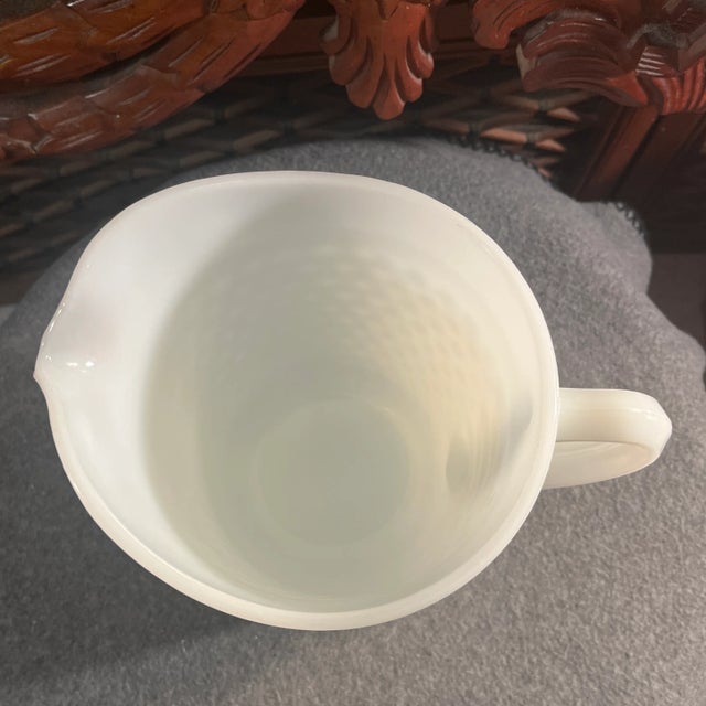 Vintage Milk Glass Lemonade Set, Hobnail Glass Pitcher & Tumblers by