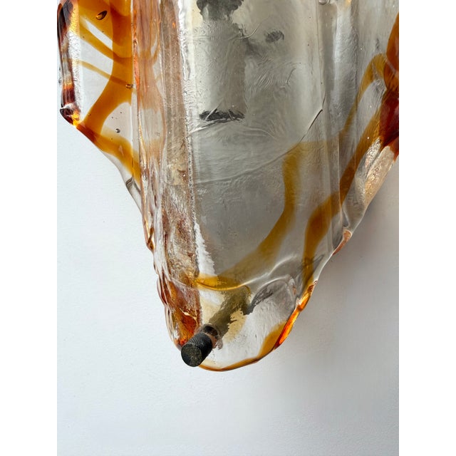 Pair of Sconces Amber Murano Glass by Mazzega, Italy, 1970s For Sale - Image 9 of 12