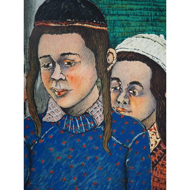 David Azuz, At the Museum of Jewish Culture, Original Lithograph For Sale - Image 4 of 7