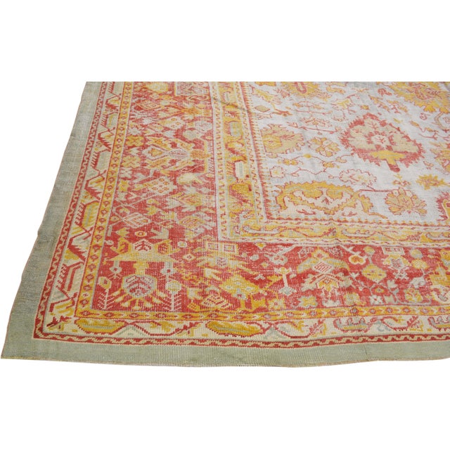 1910s Antique Turkish Oushak Hand Knotted Wool Rug,16'9"X20'3" For Sale - Image 5 of 5