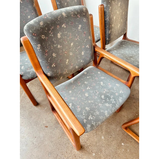 1970s Upholstered Danish Teak Dining Chairs - Set of 6 For Sale - Image 5 of 12