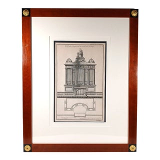 Antique 1757 Architectural Drawing by Neufforge of a Pipe Organ Matted & Framed For Sale
