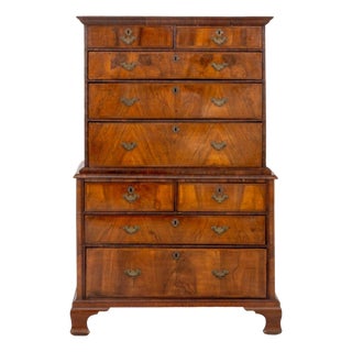 George II Walnut and Featherbanded Chest on Chest For Sale