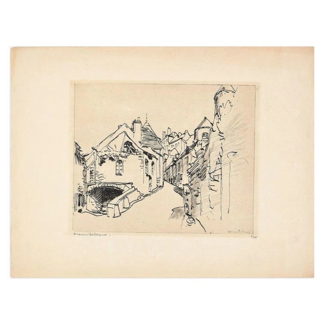Jacques Beltrand, The Village, Original Etching on Paper, Early 20th Century For Sale