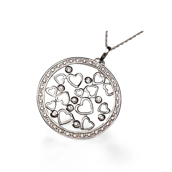 This gorgeous estate necklace is crafted in 14K white gold and features a beautifully designed heart-shaped pendant...