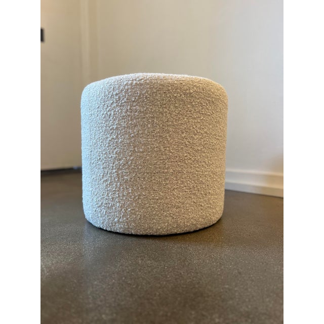 Not Yet Made - Made To Order Boucle Textured Pouf Footstool For Sale - Image 5 of 5