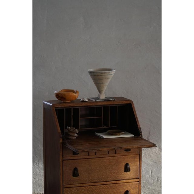 Vintage Danish Oak Secretaire with Seashell Handles, 1920s For Sale - Image 4 of 18