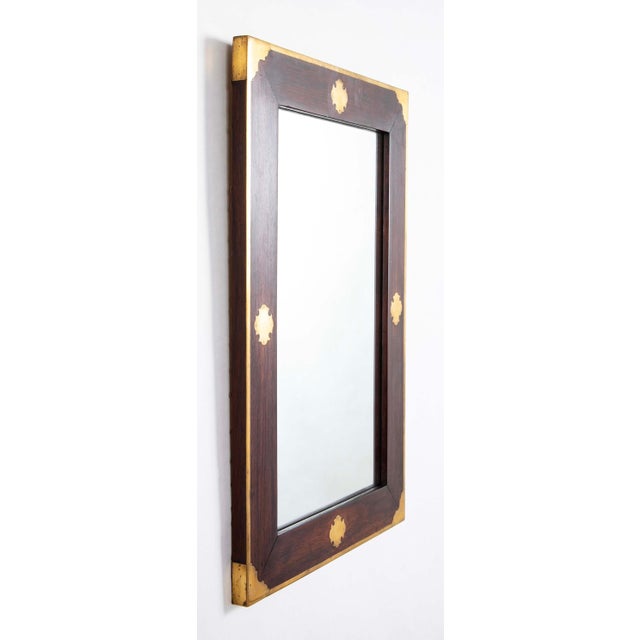 Mid 20th Century Regency Style Rosewood Mirror Frame With Brass Inlay For Sale - Image 5 of 5