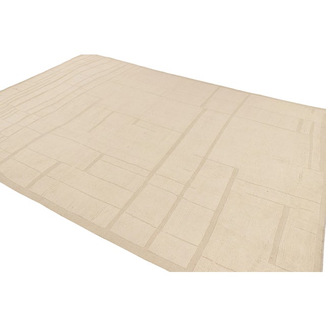 Rug & Kilim Rug & Kilim’s Moroccan Style Rug in Cream White Tones with Geometric Patterns - 12x15 For Sale - Image 4 of 7