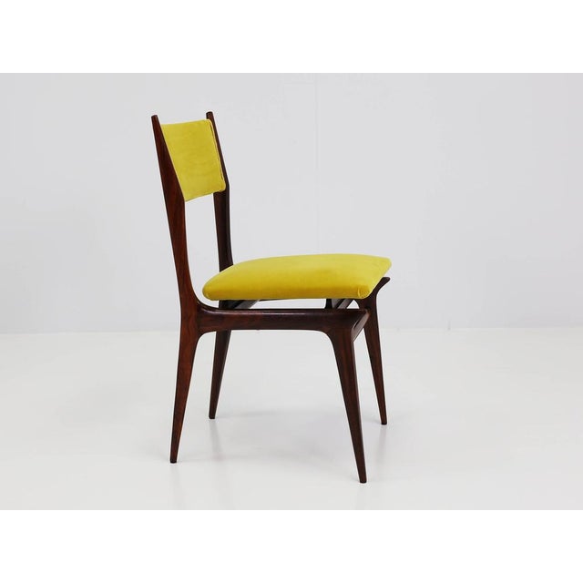 Brown Santos Rosewood and Lemon Yellow Velvet Chairs by Carlo De Carli, Italy, 1950s, Set of 2 For Sale - Image 8 of 13