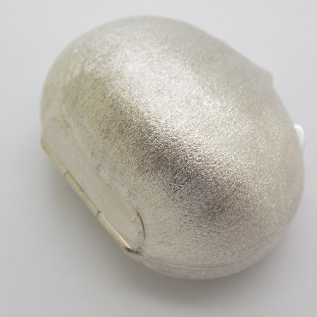 Metal Vintage Italian Handmade Genuine Silver Chestnut Shaped Pill Snuff Trinket Box For Sale - Image 7 of 12