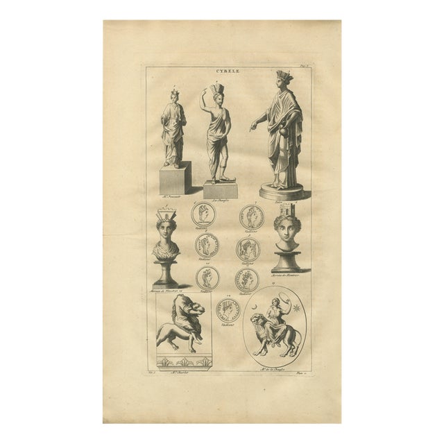 After Bernard de Montfaucon, Cybele, Magna Mater Classical Goddess Statues and Medals, 1721, Engraving For Sale