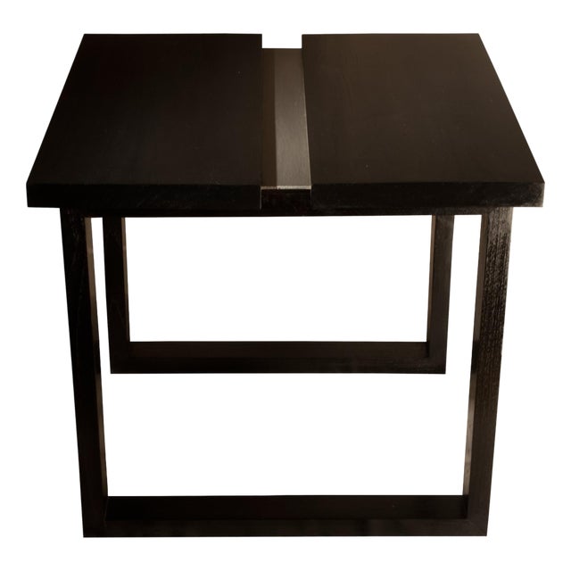 Andrianna Shamaris Espresso and Steel Minimalist Side Table For Sale