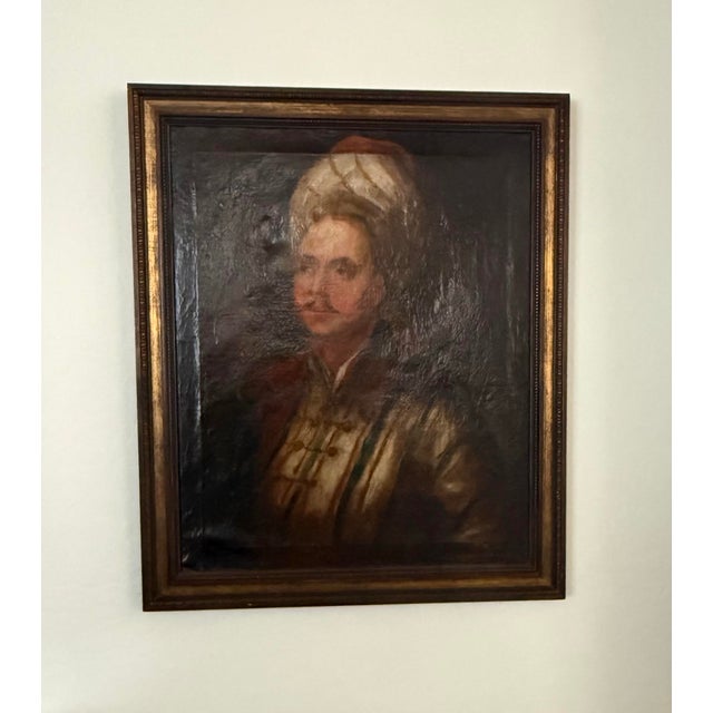Antique Signed European Oil Portrait of Ottoman Gentleman, Stöyer, Turquerie Tradition 32”t X 26.5”t For Sale - Image 10 of 12