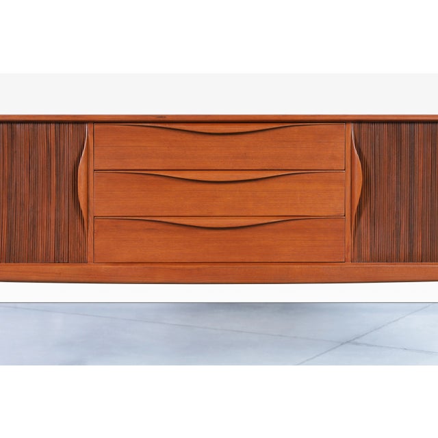 1960s Danish Modern Teak Tambour Door Credenza For Sale - Image 10 of 12