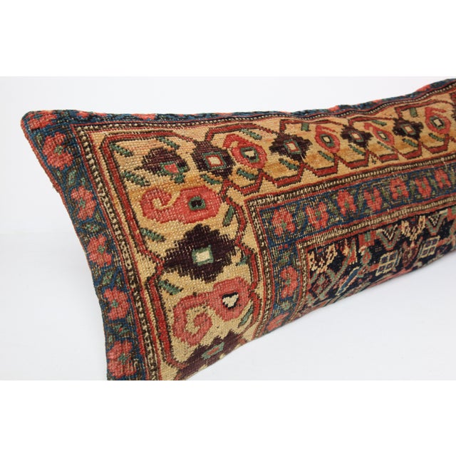 Textile Handwoven Persian Rug Pillow – Antique Tribal Decorative Cushion -16'' X 42'' For Sale - Image 7 of 10
