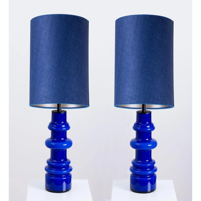 Beautiful pair of glass table lamps by holmegaard, denmark, 1960s. Sculptural pieces made of handmade ceramic in persian...