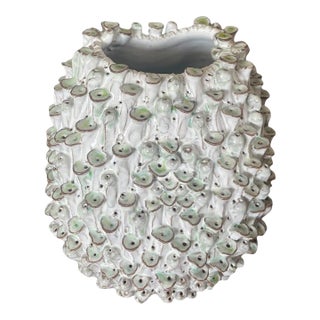 Vintage Italian Textured Sea Urchin Ceramic Studio Vase For Sale