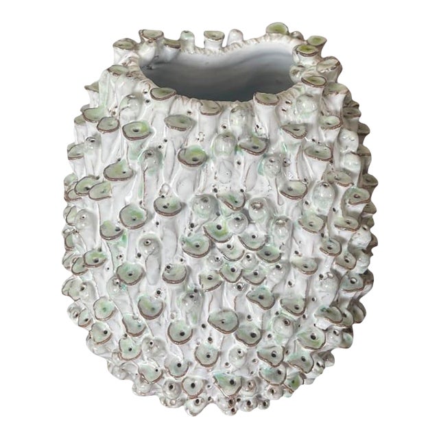Vintage Italian Textured Sea Urchin Ceramic Studio Vase For Sale