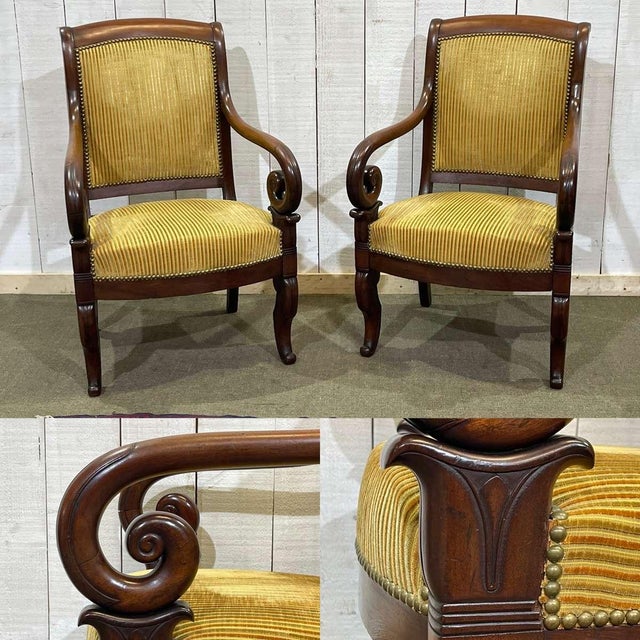 Mahogany Armchairs with Crossbars, 19th Century, Set of 2 For Sale - Image 3 of 18