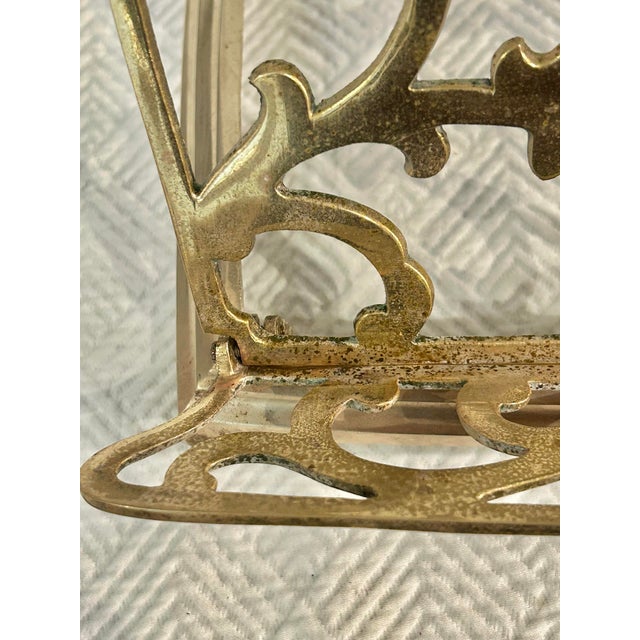 Mid 20th Century Vintage Victorian Style Brass Folding Adjustable Bookstand For Sale - Image 10 of 11
