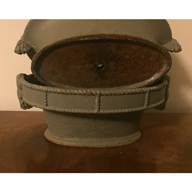 French Art Deco Cast Iron Oval Basket Form Garden Urns - A Pair For Sale In New York - Image 6 of 13