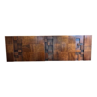 1970's Lane Brutalist Staccato King Headboard in Walnut For Sale