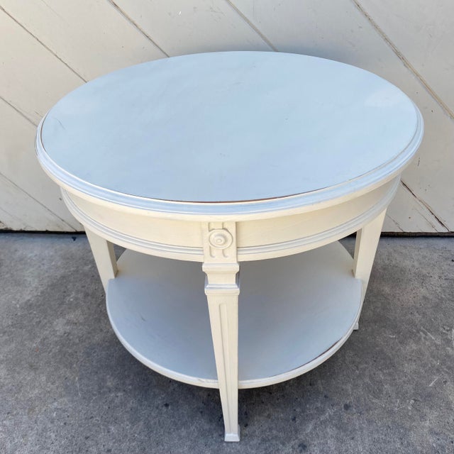 Drexel Heritage Round White Side Table With Lower Shelf For Sale - Image 9 of 12