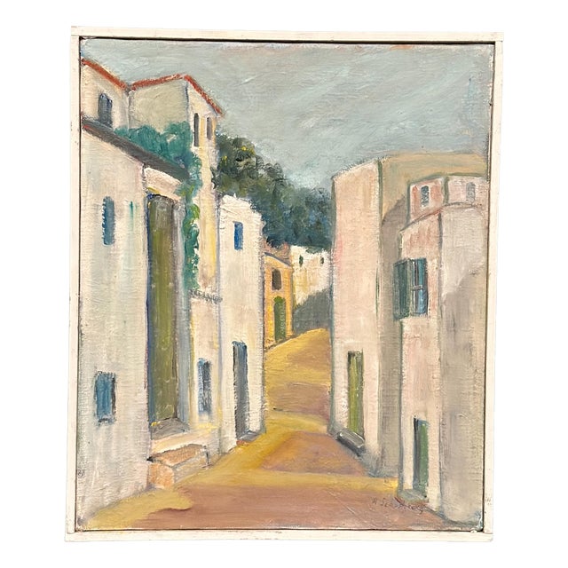 Arne Schultzberg, Street Scene, 1950s, Oil Painting on Canvas, Framed For Sale