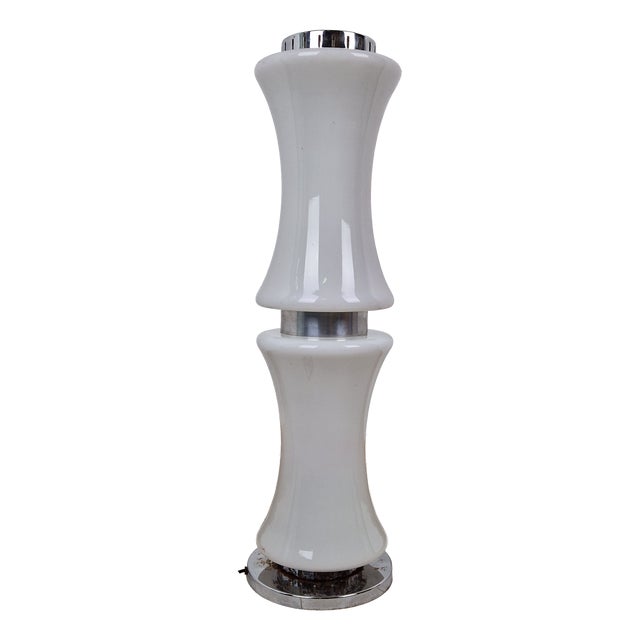 Bamboo Floor Lamp in Milk Glass and Chrome by Enrico Tronconi, 1950s For Sale