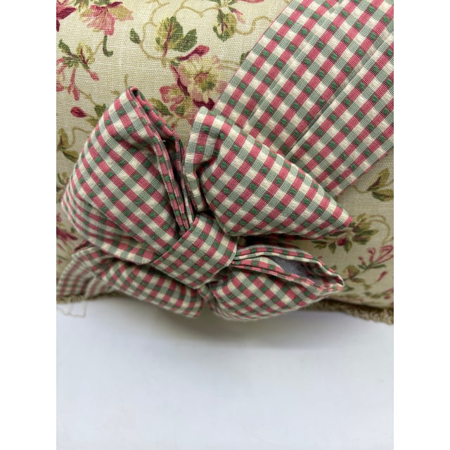 Textile Vintage Floral Bow Wrapped Decorative Pillow For Sale - Image 7 of 12
