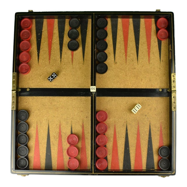 1940s Abercrombie & Fitch Backgammon Chinoiserie Table, Made in England For Sale