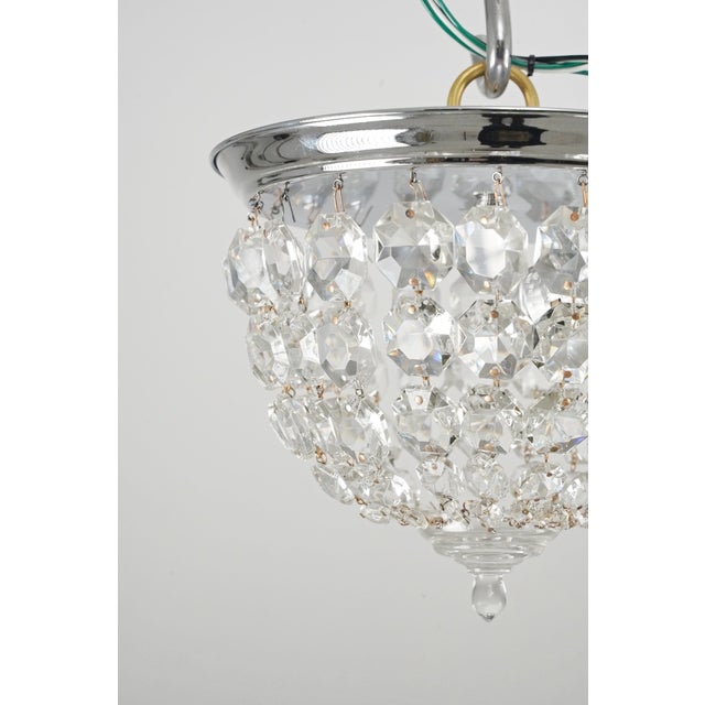 Traditional Late 20th Century Restored 9 In. Faceted Crystal Flush Mount Ceiling Light For Sale - Image 3 of 9