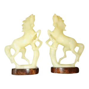 Matching Pair of Handcarved Italian Alabaster Horses