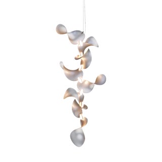 Dune 8 Vertical Cluster Light with Silver Anodized Shades by Daniel Becker For Sale