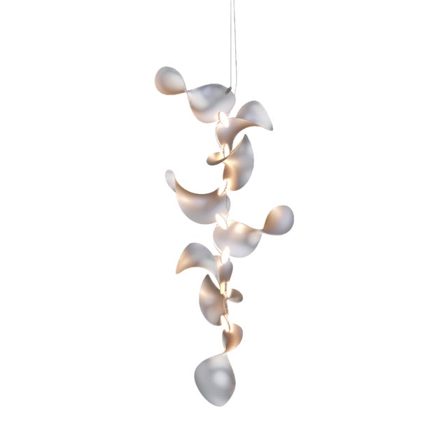 Dune 8 Vertical Cluster Light with Silver Anodized Shades by Daniel Becker For Sale