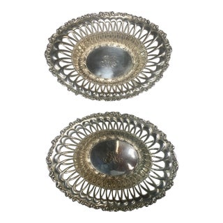 Pair of Black Starr Frost Pierced Sterling Candy/Nut Dishes For Sale