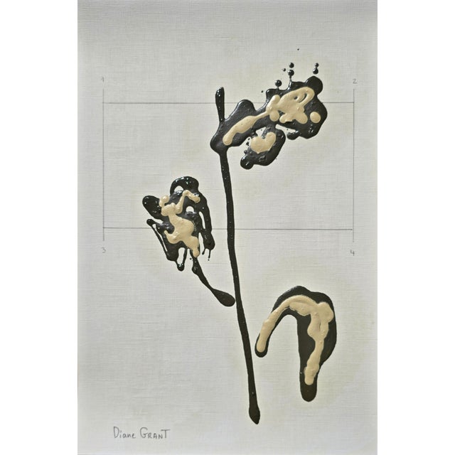 Set of 6 - One-of-a-Kind Dark Green & Cream Botanical Organic Modern Original Oil Paintings / Herbarium / Floral / Earth Tones For Sale - Image 12 of 17