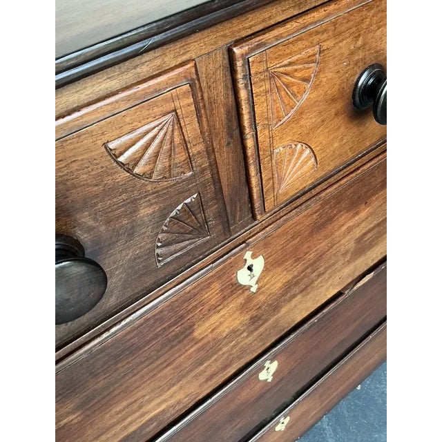 Vintage Boho British Colonial Carved Chest With Bone Escutcheons Detail For Sale In West Palm - Image 6 of 10