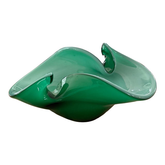 Freeform Gree Glass Bowl For Sale